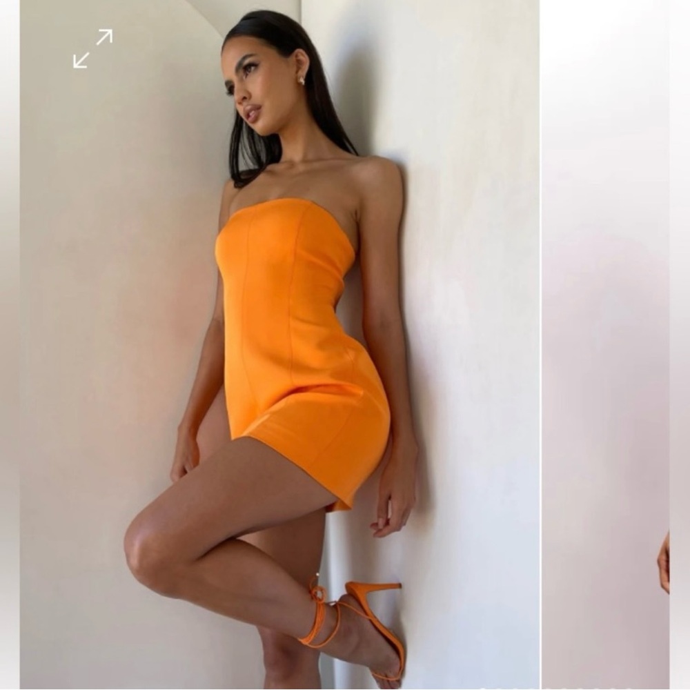 Orange Strapless Mini Dress